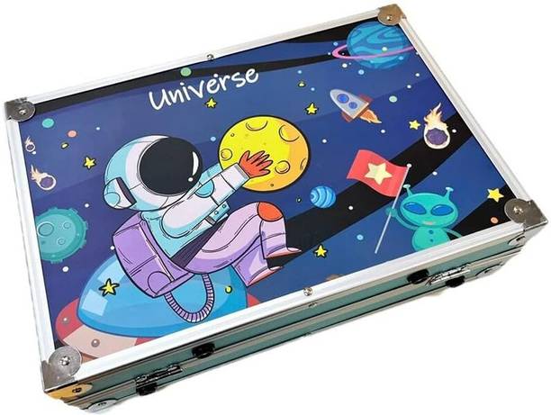 Zyamalox Astronaut Design-blue 145-Piece Art Kit for Kids Painting Kit in Aluminum Case