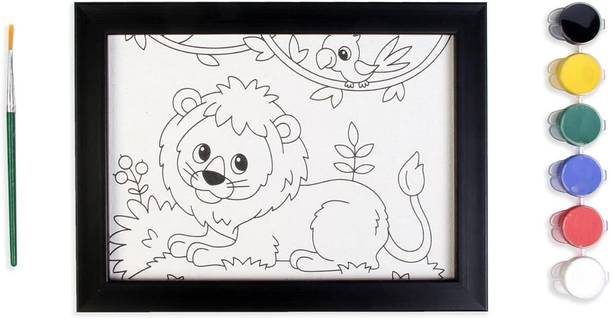 ITSY Bitsy Pre-printed Canvas With Frame Lion Painting Kit 5 X 7inch