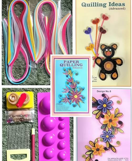 KHUSHA CREATIONS Complete Quilling Tools & Multicolor Paper Strips,Crimper &Decoration Material