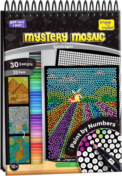 Imagimake Mystery Mosaic Landscapes | Paint by Numbers Kit |Mess free Travel friendly Kit