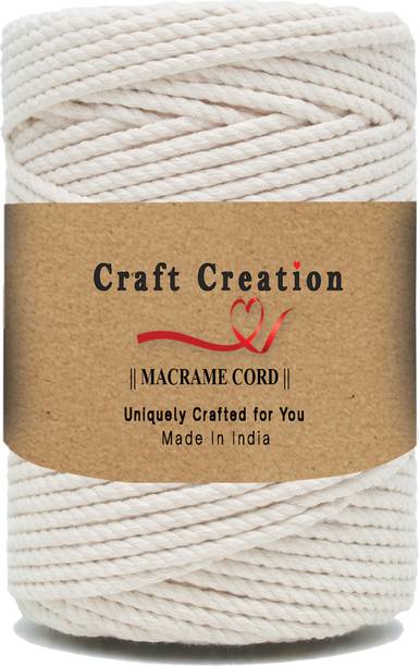 craft Creation 3ply Twisted Cotton [3mm, 10m] Macrame Cord | For Bags,Wall Hangings - Off White
