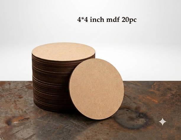 FITLOGAN Premium 4x4 Inch Round MDF Craft Board Set of 20 for DIY Art & Painting