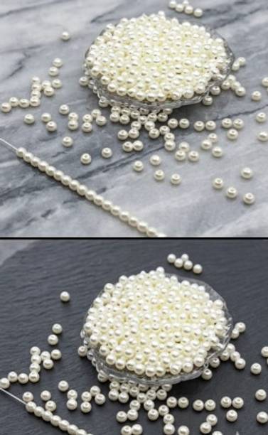 AKRIAFT 50 Pearl 10 mm White Beads for Handmade Designer Jewelry