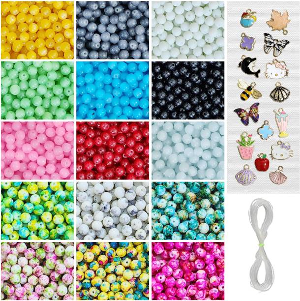 REGLET 10 Metal Charms & 525 Glass Beads Mix KIt for Jewellery Making - Art & Craft GM4