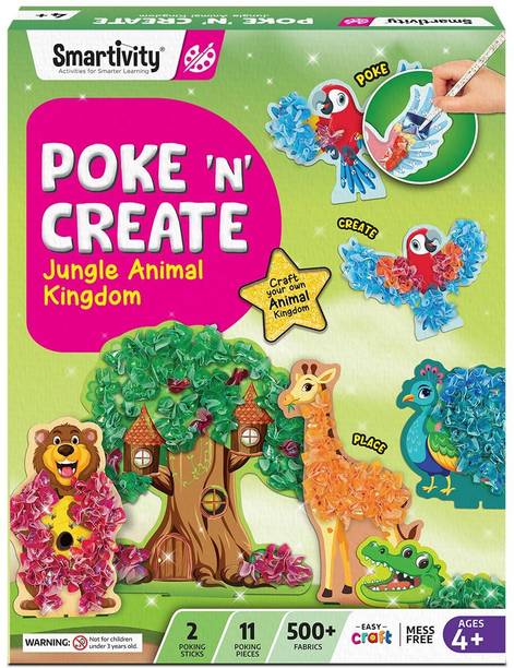 स्मार्टिविटी Poke ‘n’ Create-Animal Kingdom DIY Craft Kit for Kids 4-10 Years Girls & Boys