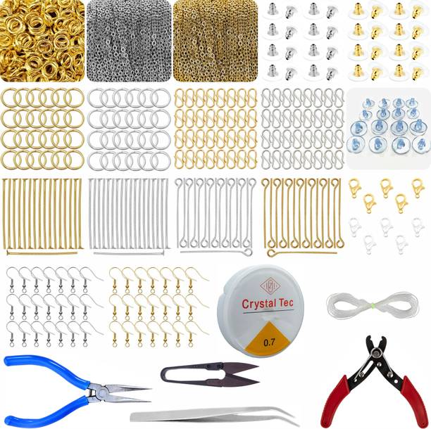 INDIKONB Jewelry Making Kit - Gold & Silver Findings for Crafting - Beads