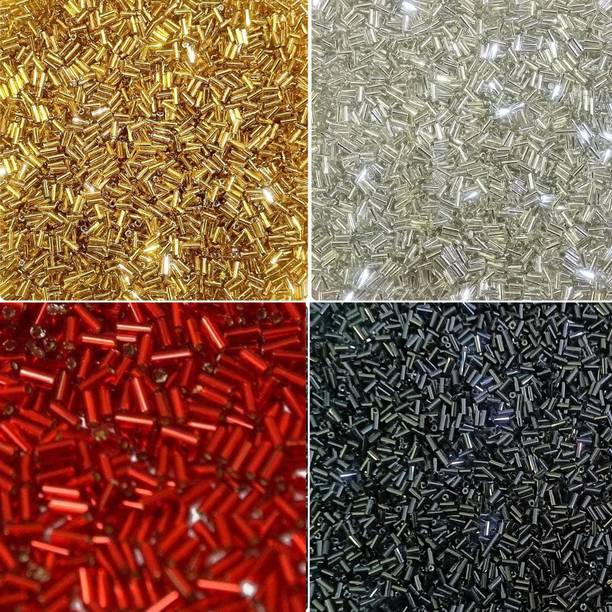 Qroof Bugle Pipe Seed Beads Combo 25 GM EACH Jewellery Craft DIY