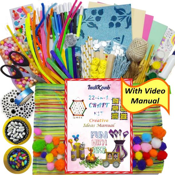 INDIKONB Art and Craft DIY Kit for Girls and Boys with Craft Material Supplies Set