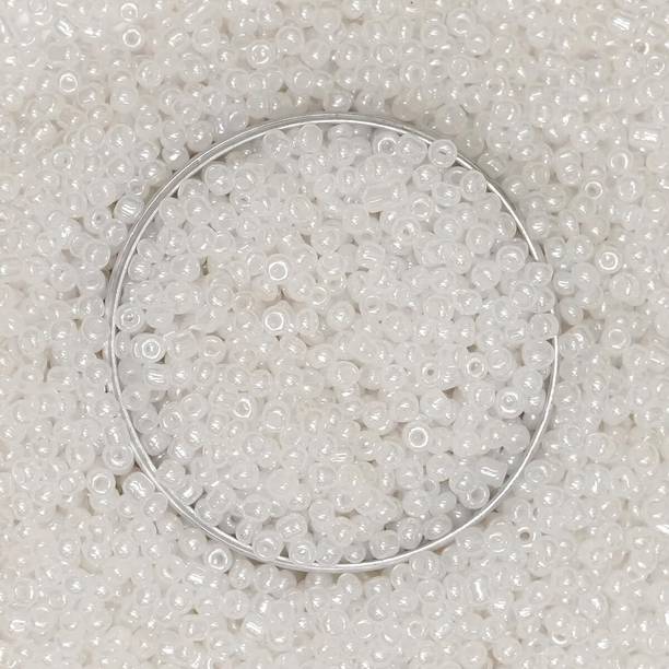 Embroiderymaterial Glass Seed Beads for Craft, Bracelet Making & Jewellery Kit (Snow White, 100g)