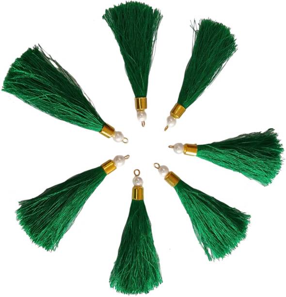 LARON FINERYS GREEN 3 INCHES SILK THREAD TASSELS (PACK OF 50)
