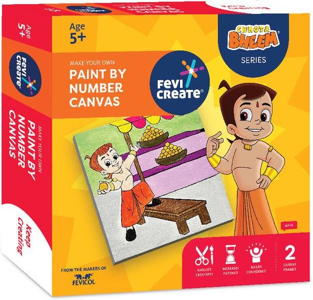 फेविक्रिएट Paint by Numbers Chhota Bheem & Chutki Kit –Ideal Gift for Boys, Girls age 5+yr