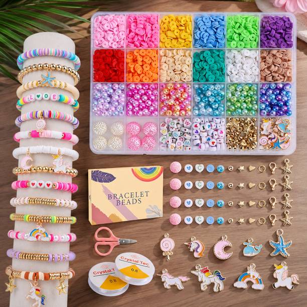 TWYN ENTERPRISE DIY Bracelet Set Kit for Girls Beads Making Art Kit Kids Toys Gift