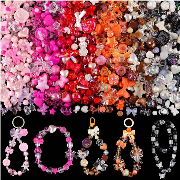 HASTHIP Assorted Color Acrylic Beads Kit 240g for DIY Bracelet and Jewelry Making Craft