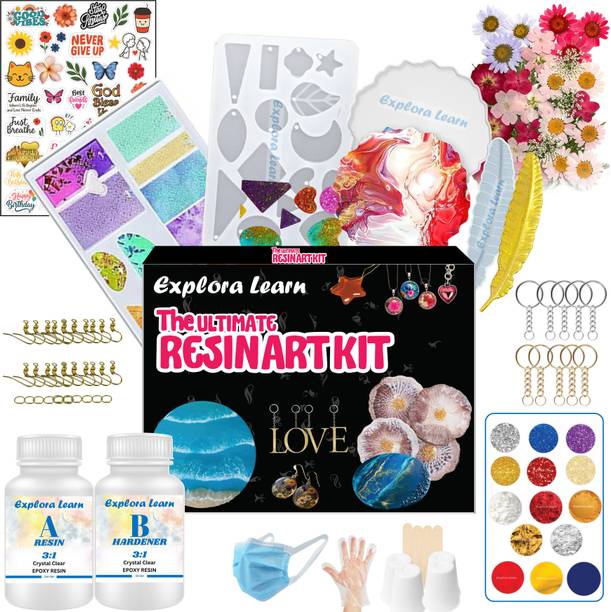 Exploralearn Resin Art Kit-DIY Jewelry Making, Earrings, Keychains, Coasters & Bookmarks