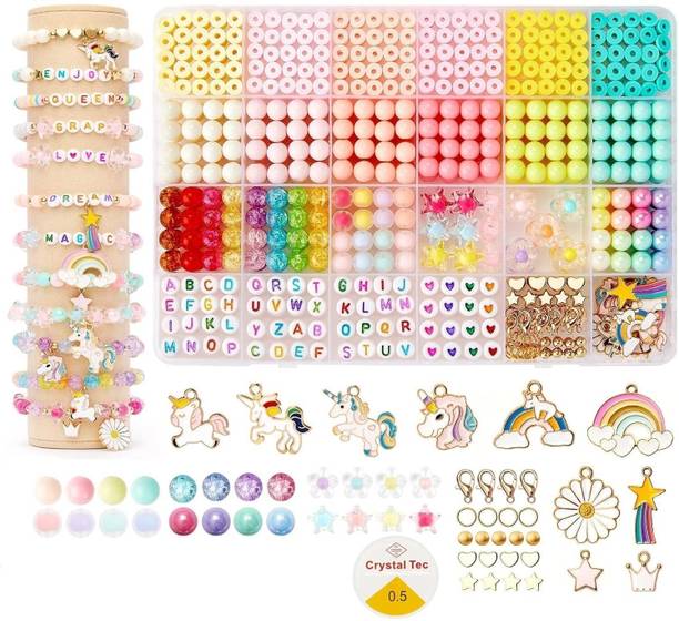 SSJAAK Bracelet Making Set,Clay Beads Kit,Macaron Color Beads Bracelet Making for Girl