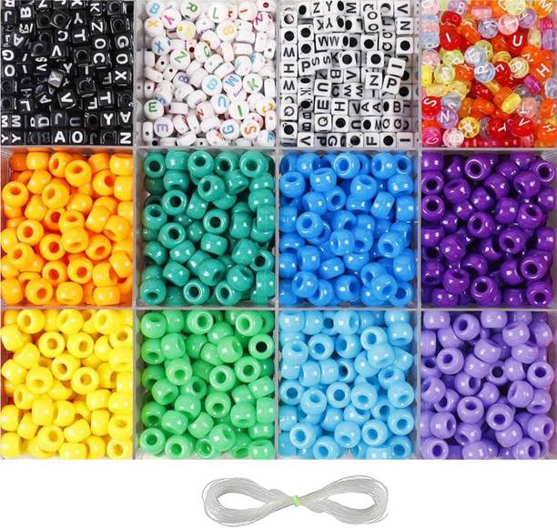 Qroof 8 Pony Beads Kit Style 4 Letter Alphabet Jewelry Making Kit