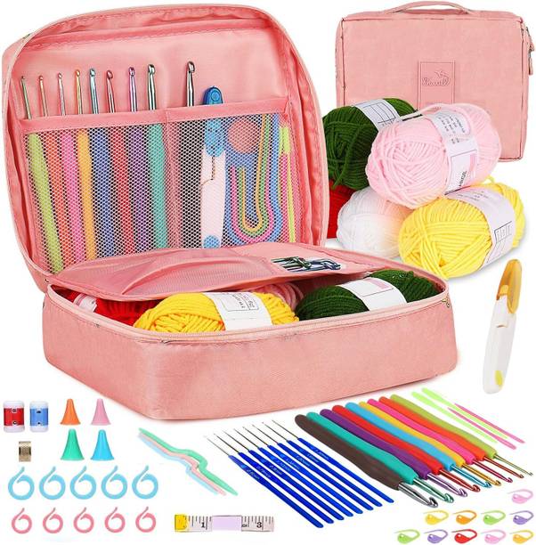Qroof Crochet Kit for Beginners Adults Include Yarns, 59pcs Crochet Starter Kit