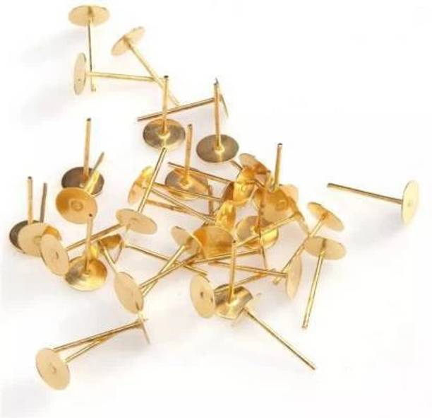 Sharum Crafts Quilling And Jewellery Making Acessories Earring Stud Pin - Golden ( 5