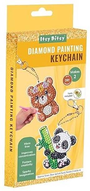 ITSY Bitsy Diamond Painting Key Chain Kit Bear & Panda 8 X 7CM 2pc BOX