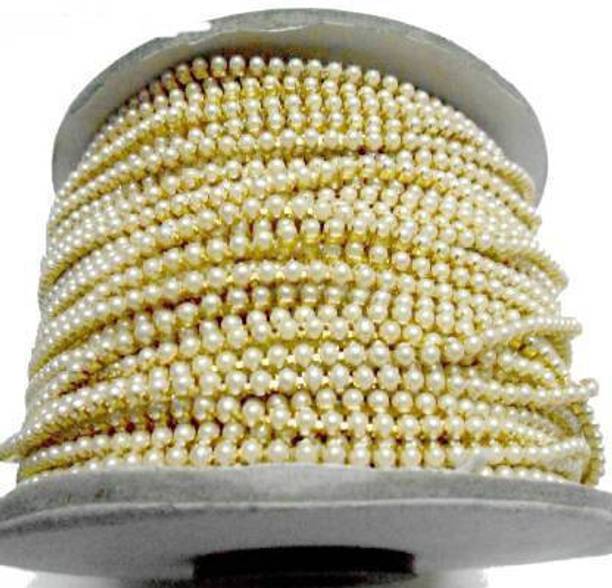 Sharum Crafts Quilling And Jewellery Making Acessories Pearl Chain - Golden ( 2 Mete