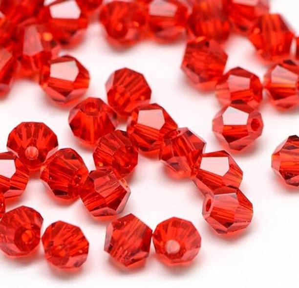 Adhvik (Pack of 100 Gram) Fancy Cutting Beads for Artificial Jewelery Making (Red)