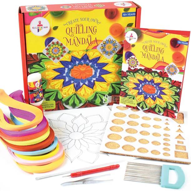 Kalakaram Quilling Mandala Kit, Paper Stripes Art Box Activity for Girls, Hobby Craft Kit