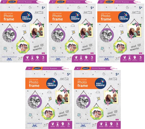 फेविक्रिएट Make Your Own Photo Frame DIY Art and Craft Kit for Kids, 5+ Year , Pack of 5