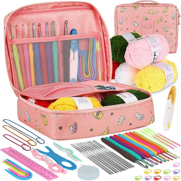 SIRTERIQ 59 Pcs Crochet Kit For Beginners Crochet Starter Kit For Beginner With Yarn