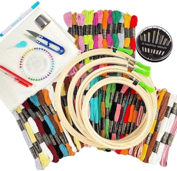KHUSHA CREATIONS Embroidery Materials Kit/Embroidery Hoops ,Threads & Supplies Tool Kit