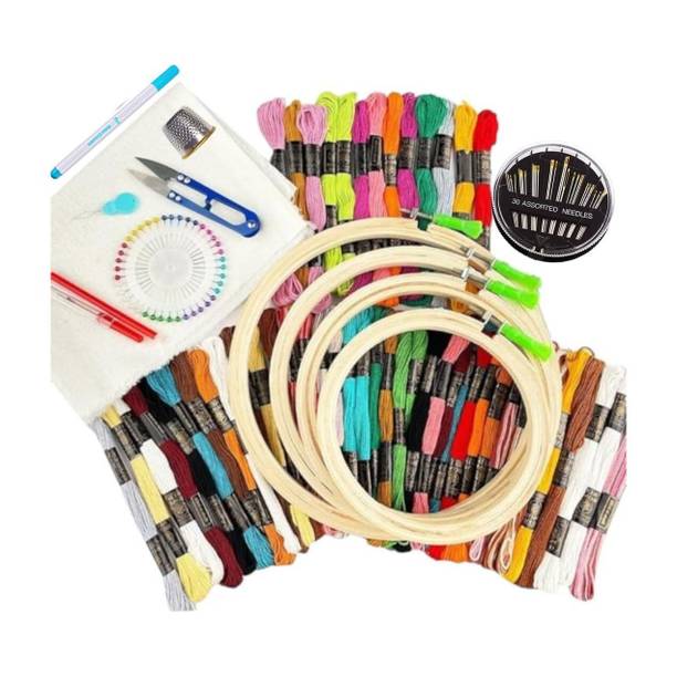 KHUSHA CREATIONS Embroidery Materials Kit/Embroidery Hoops ,Threads & Supplies Tool Kit
