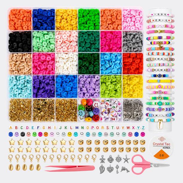 ASTRAVELLON Colorful Bracelet Making Set with Elastic String and Pendant Charms