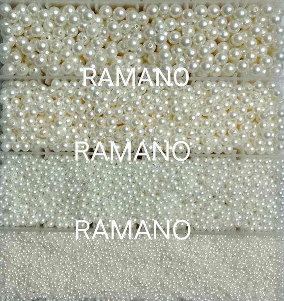 RAMANO 10+8+6+4+2 MM WHITE PLASTIC BEADS FOR ART CRAFT & JWELLERY -5000 PCS