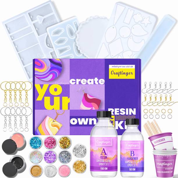Craftinger Resin Art Kit with 200gm Epoxy Resin Kit for Jewelry, Coaster, Keychain Making
