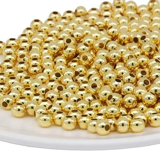 HitechMart Gold Plated Round Spacer Beads Small Plastic Craft Beads