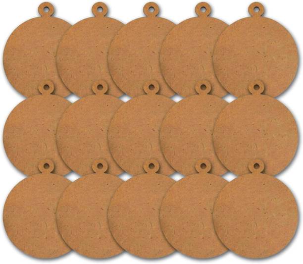 The Crafthives Blank Unfinished Pine Wood Circle Cut Out for Key Ring,Mandala Dot Art