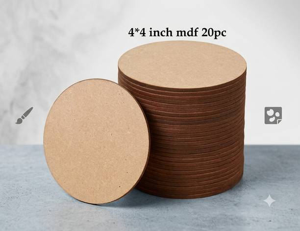 FITLOGAN Premium 4x4 Inch Round MDF Craft Board Set of 20 for DIY Art & Painting