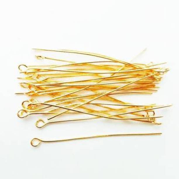 Sharum Crafts Quilling And Jewellery Making Acessories Eye Pins - Golden ( 100Pc )