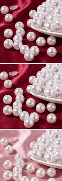 AKRIAFT 50 Pearl 10mm White Pearl Spacer Beads for DIY Creations