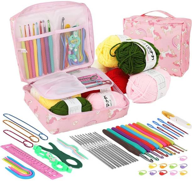 Qroof Crochet Kit for Beginners Adults Include Yarns, 59pcs Crochet Starter Kit
