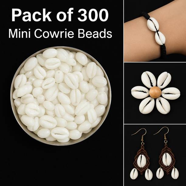 Fashion Trends Pack of 300 Mini Cowrie Beads for Jewelry Making | White Cowrie Shell Beads