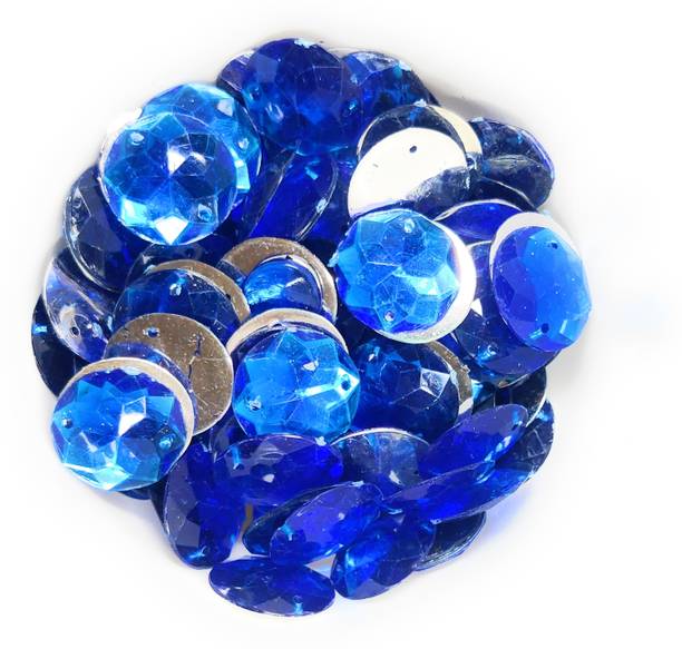LECRAFT 12mm Round Kundan Stone 2 hole