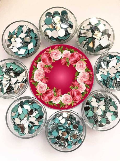 Sadhusadhya 8 Shape Mirror kit for Craft Work (Total-800 Pieces, 100 Piece of Each Shape)