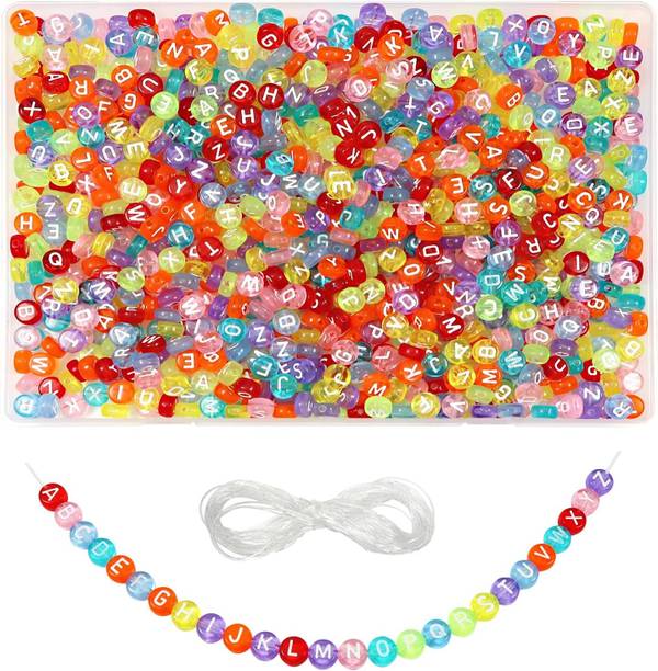 Qroof Colorful Round Letter Acrylic Elastic String , DIY Jewelry Making