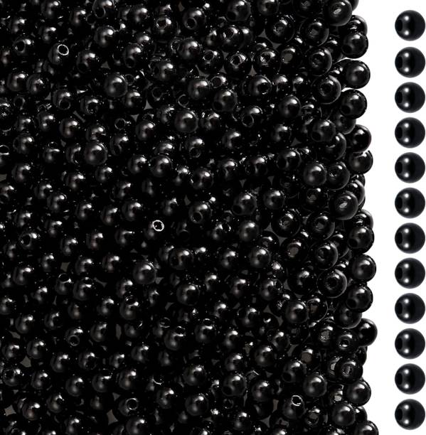 INDIKONB Black Round Pearl Beads for Jewellery & Craft | 8MM | 90g