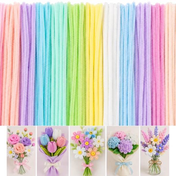OPALINE HOBBY CRAFTS 100 Pcs Pastel Multicolor Pipe Cleaners Set for Flowers