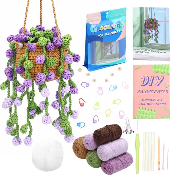picknMAKE Hanging Plant Crochet Kit DIY Beginner Crochet Starter Set with Yarn