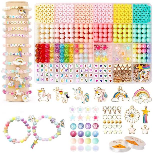 TREXEE Clay Beads for Jewellery Making Kit Kids Girls Macaron Color Pastel Pearl Round