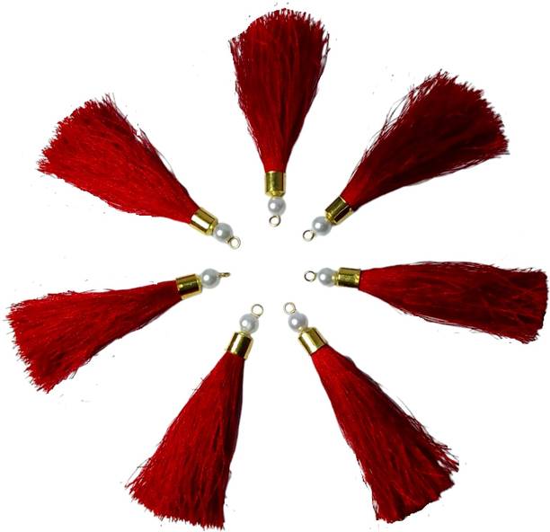 LARON FINERYS RED 3 INCHES SILK THREAD TASSELS (PACK OF 50)