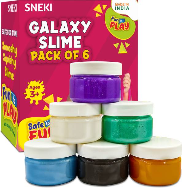 sneki Pack of 6 Galaxy DIY Slime Scented Gel Jelly Toy Set Kit For Kids Girls Boy