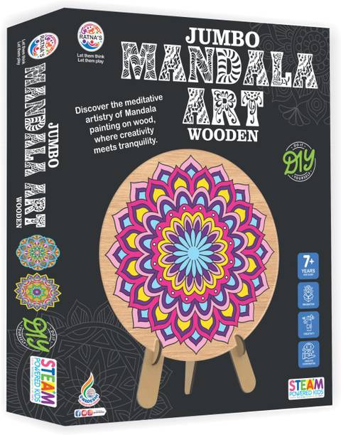 Ratnas Jumbo Wooden Mandala Art (1085) A Perfect DIY Coloring kit for all ages